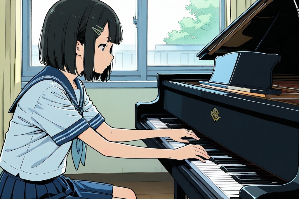 朝の音楽室をのぞくとあの子が……♬🎹💞✨
