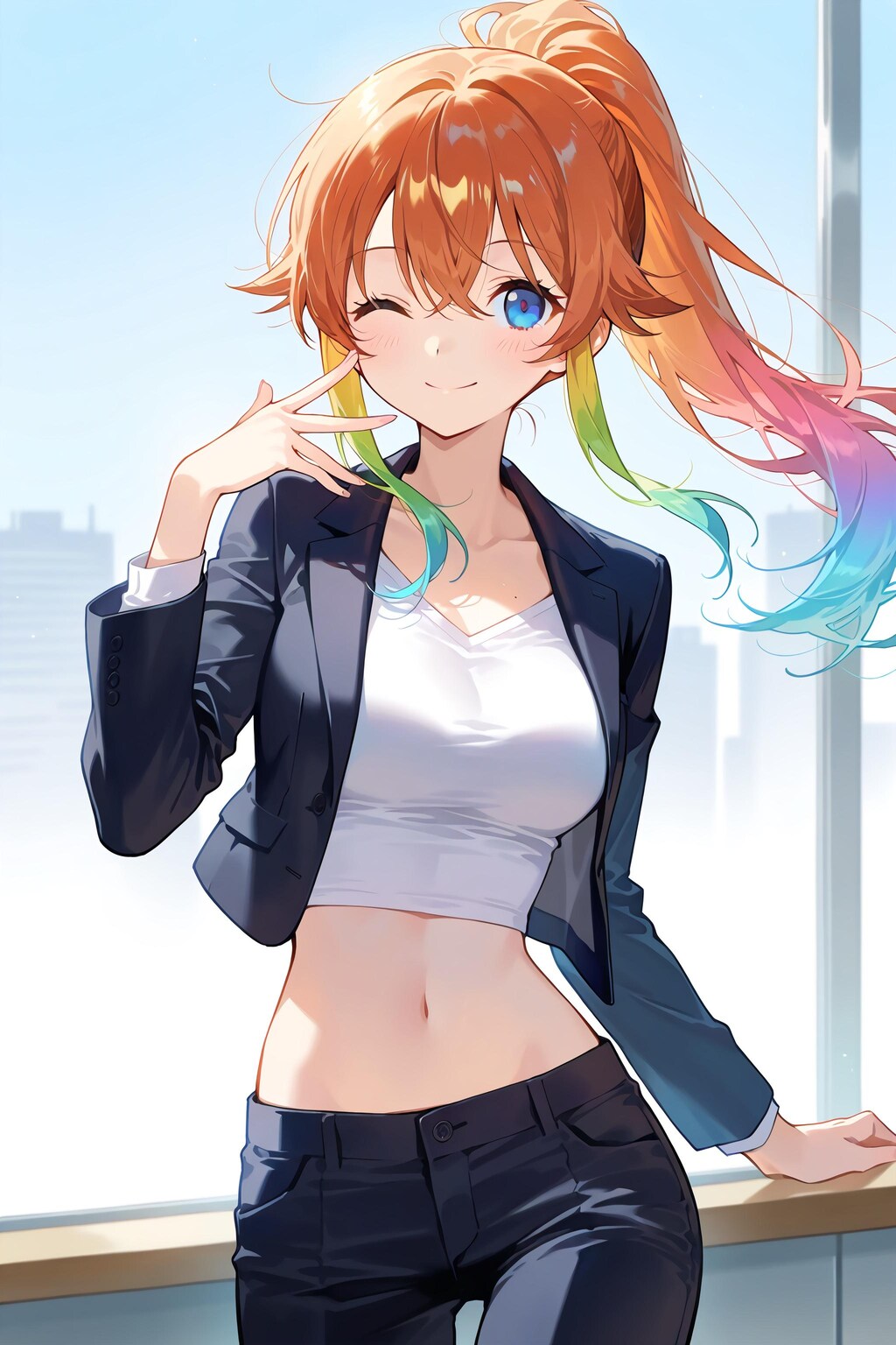 へそ出しスーツ姿の花梨