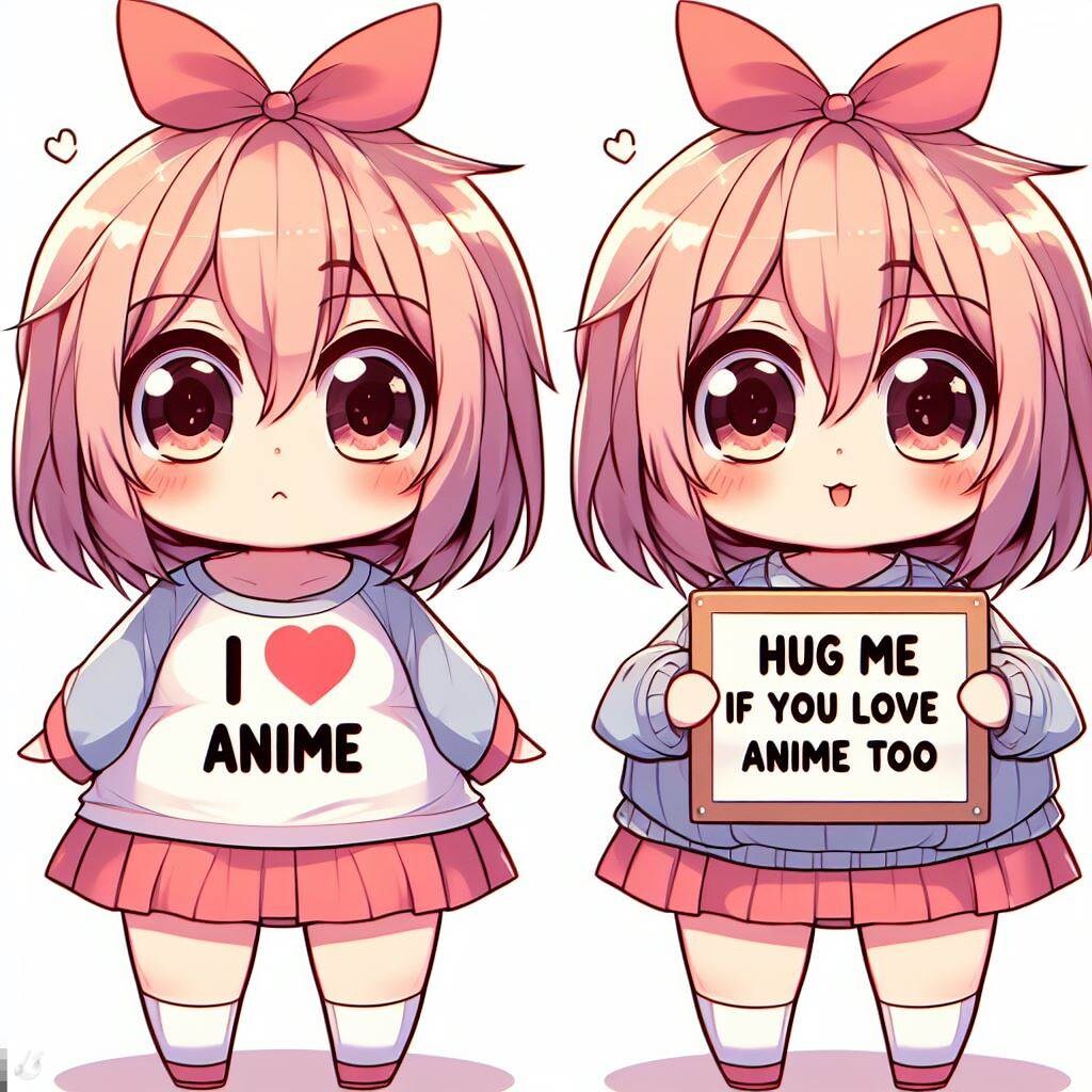 「HUG ME IF YOU LOVE ANIME TOO」