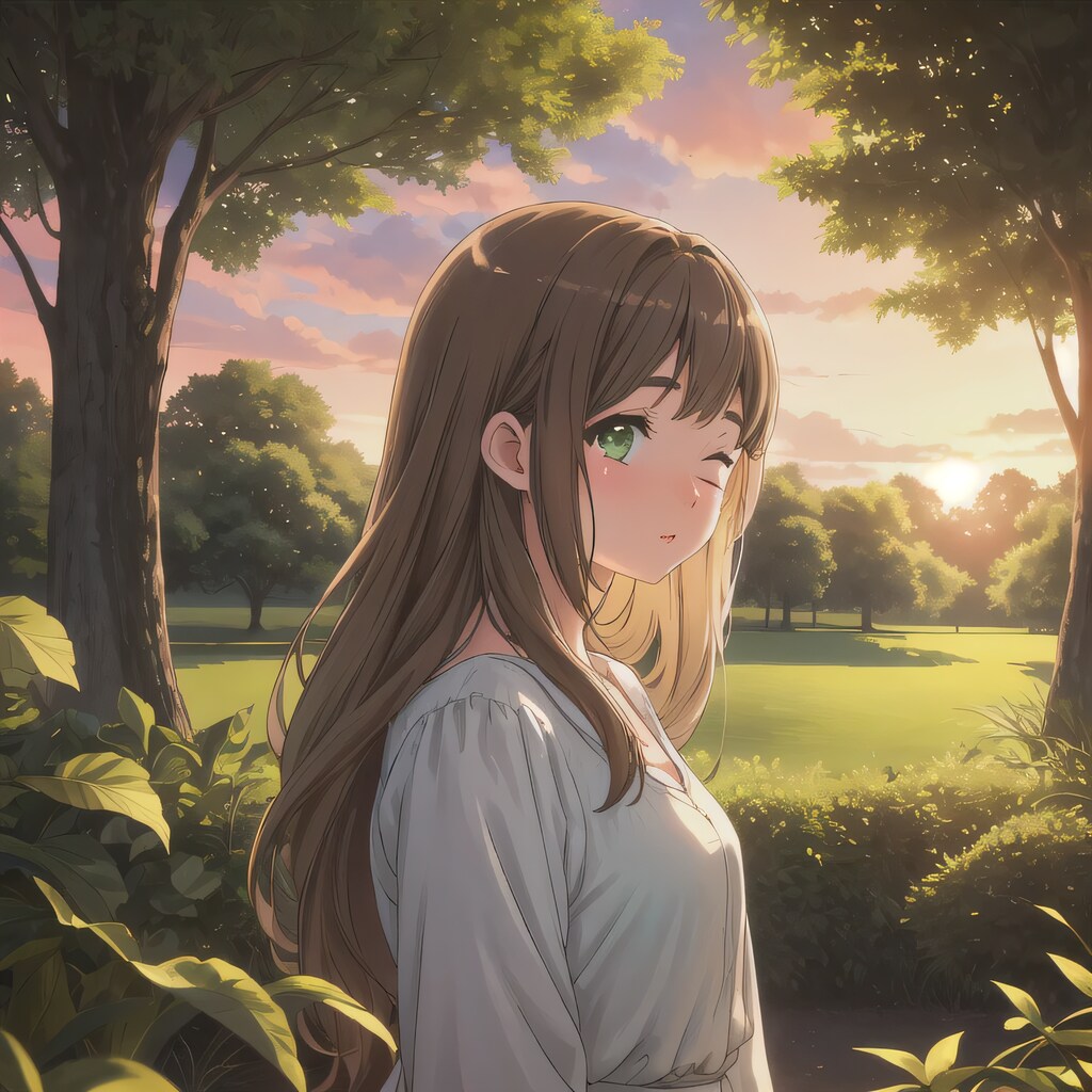 茶髪ロングでワンピースの少女４