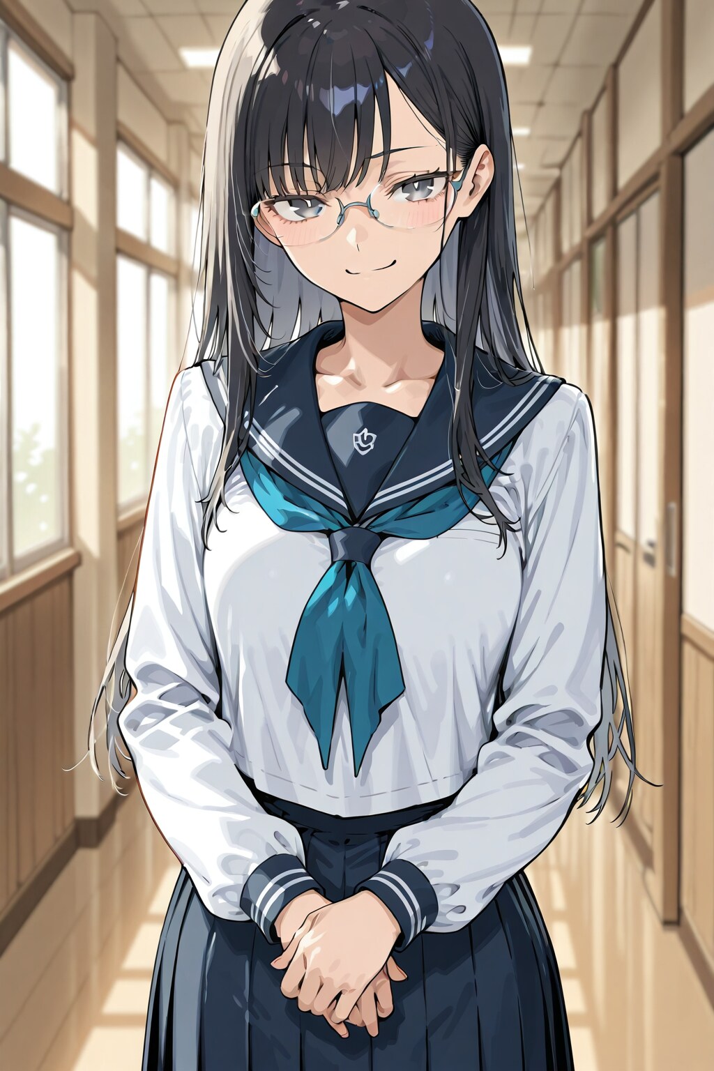 放課後の廊下 | の人気AIイラスト・グラビア