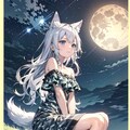 ㊗️130,000いいね達成記念「月夜のうちの子たち」🌕🐱🐰🐺🐱🌕 4枚目