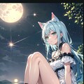 ㊗️130,000いいね達成記念「月夜のうちの子たち」🌕🐱🐰🐺🐱🌕 2枚目