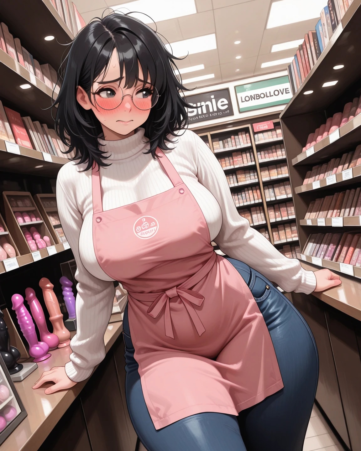 普通の本屋だと思って応募したバイトがアダルトショップの求人だった地味子