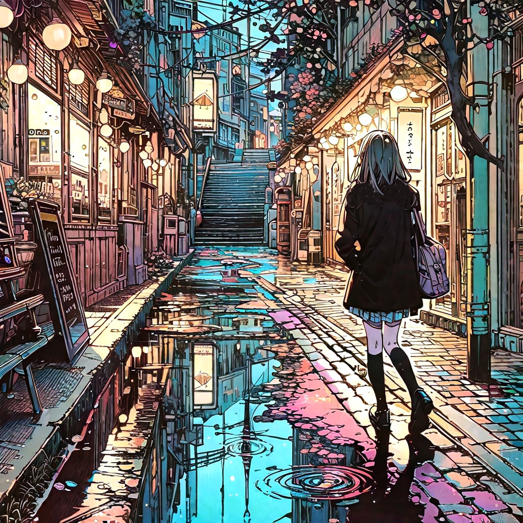 街と水たまり、少女163