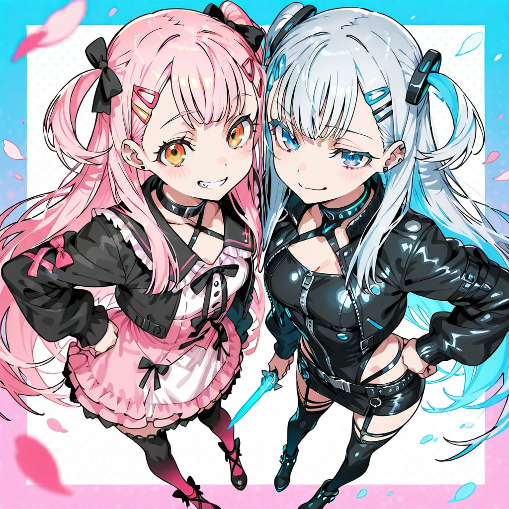 クールと甘いガーリーな双人 | の人気AIイラスト・グラビア