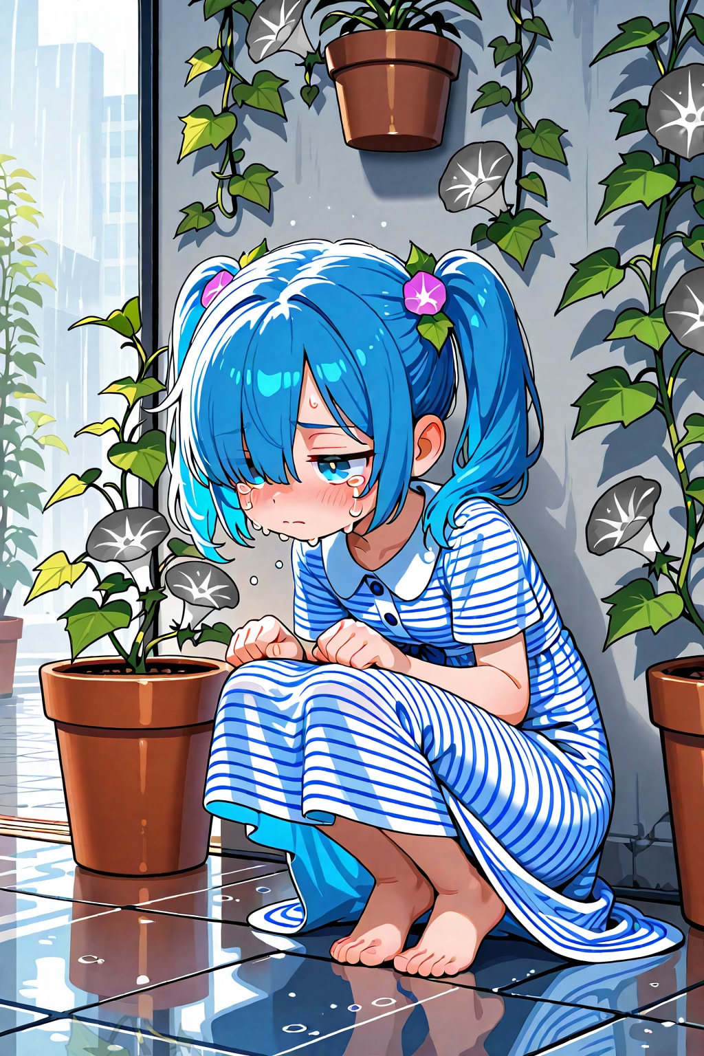朝顔もナフサの影響で😢