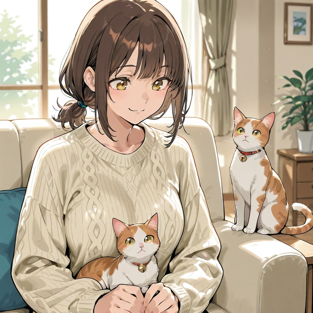 猫と女性
