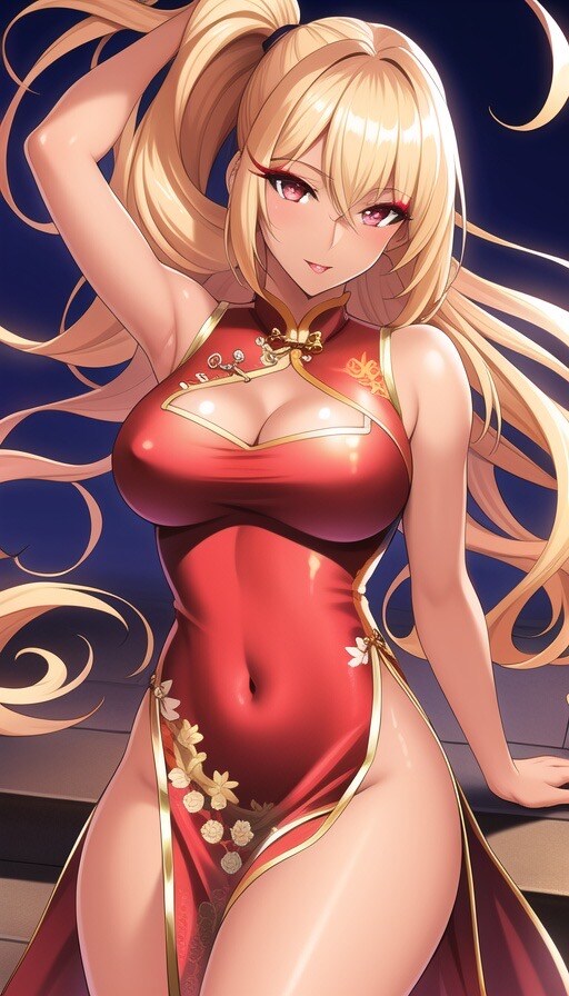褐色チャイナドレスギャル