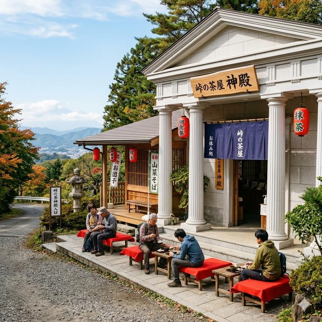 ギリシャ神殿和風峠の茶屋