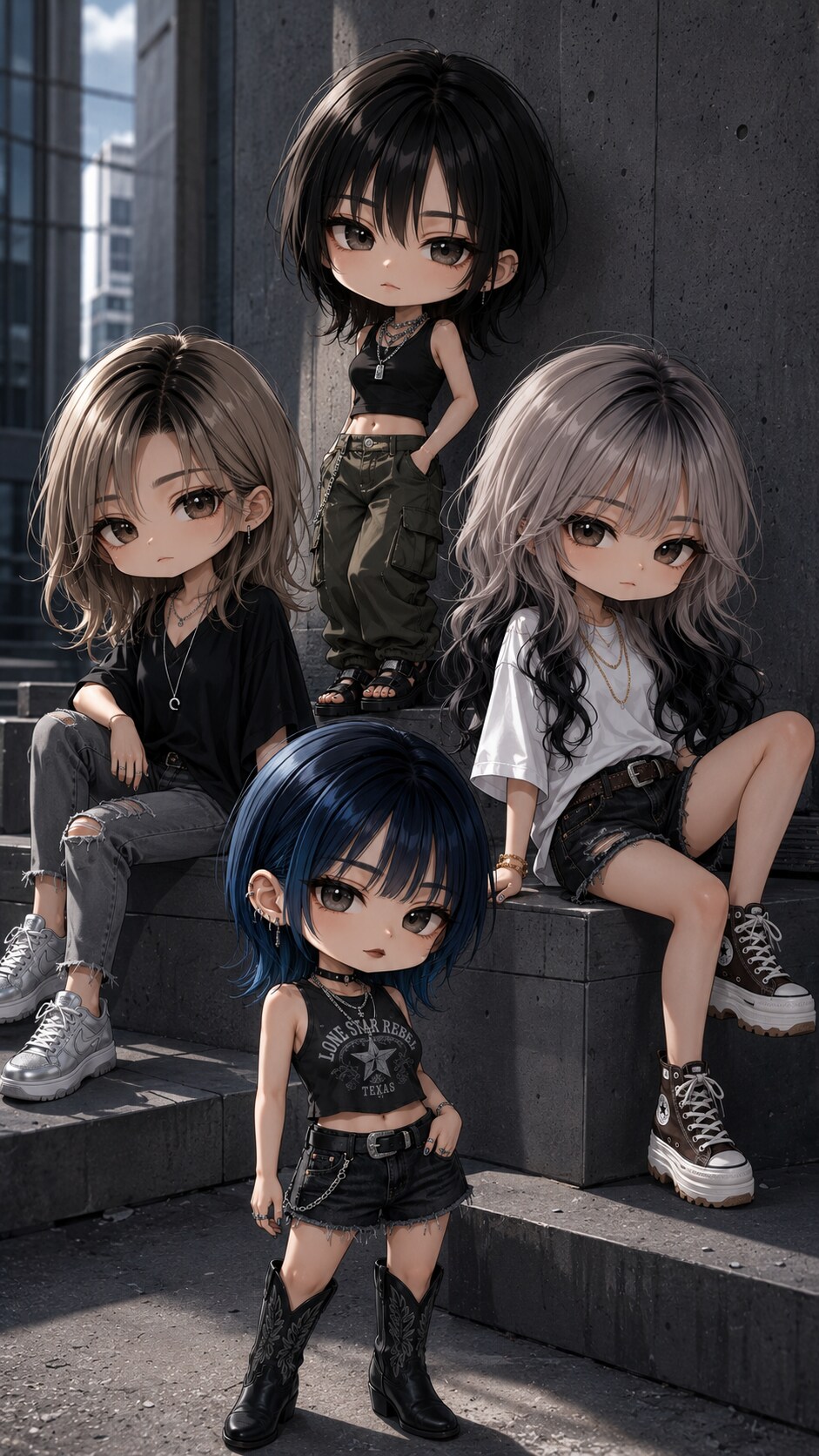 クール属性達をちびキャラ化してみた♡（クール、レージュ、ウルフ、あおい）