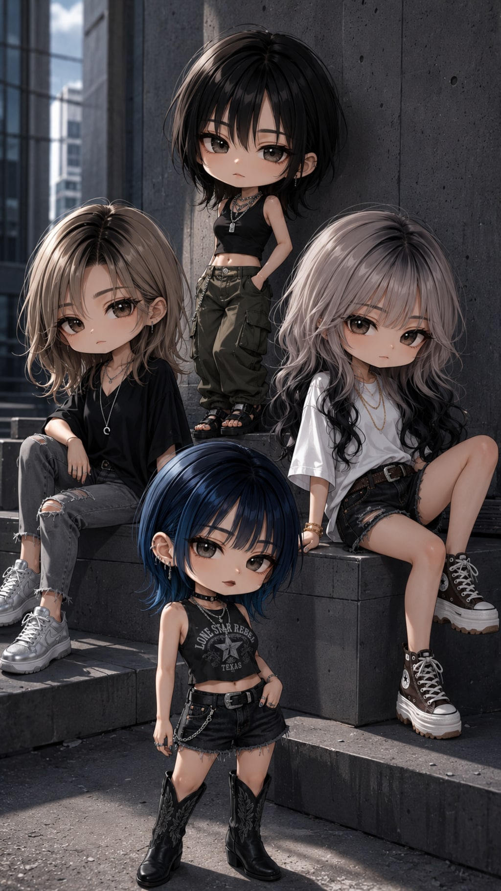 クール属性達をちびキャラ化してみた♡（クール、レージュ、ウルフ、あおい）