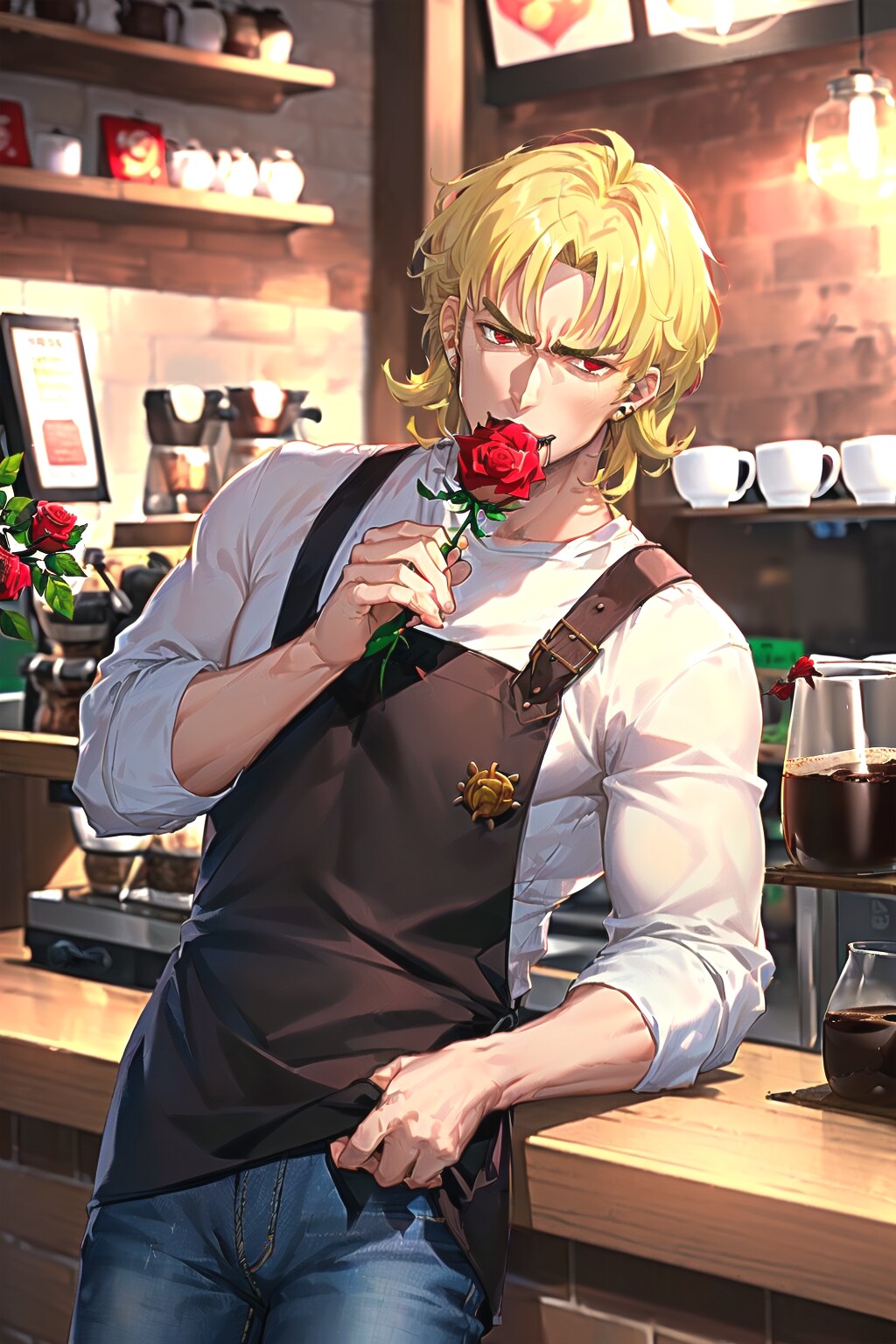 赤い薔薇と店長