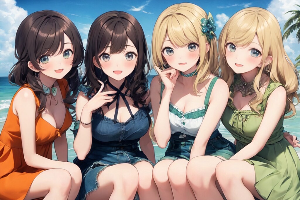 バカンスしてる女性アイドルグループ！！（6枚）