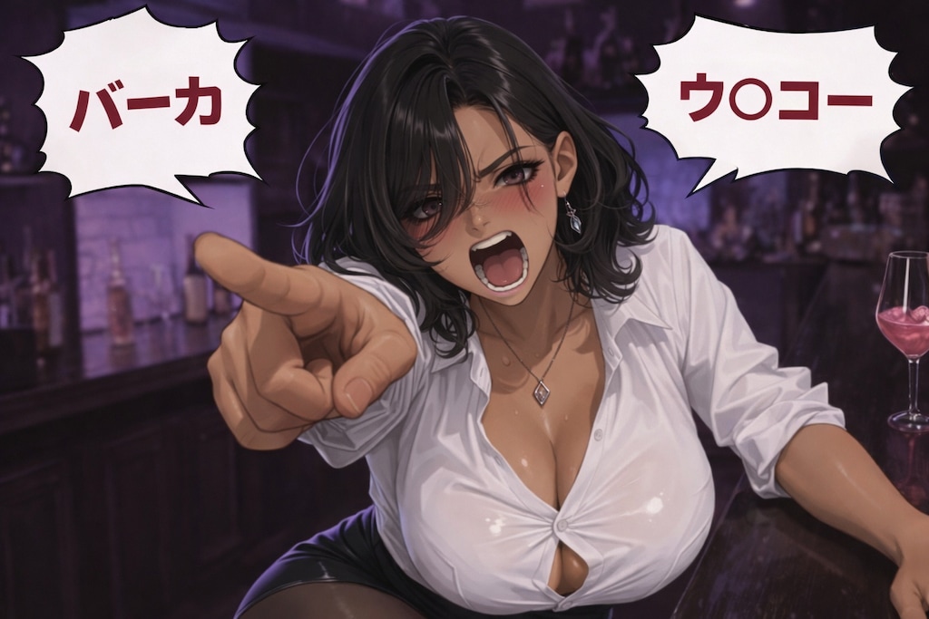 美女とバーカウンター ⇒