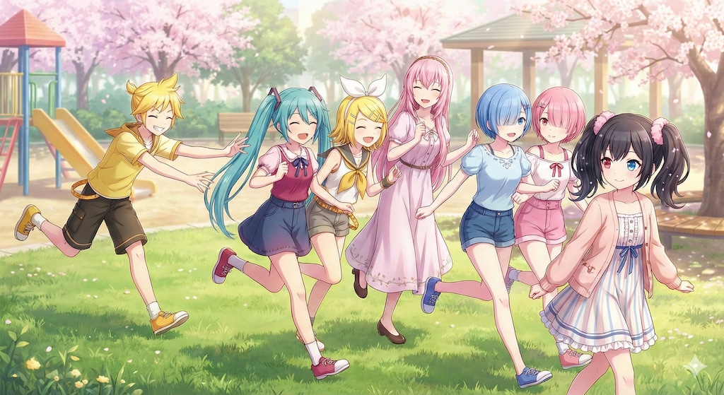 公園に遊びに来たミクさん達