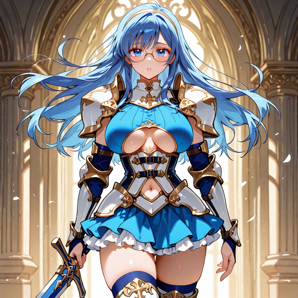 魔法を使う青髪ロングの騎士