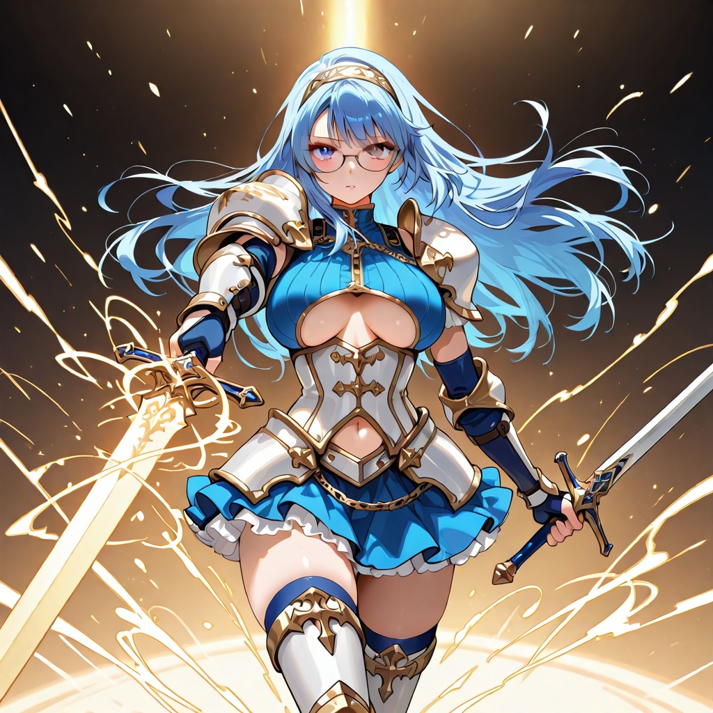 魔法を使う青髪ロングの騎士