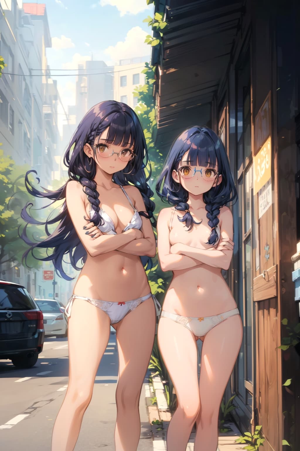 下着の眼鏡っ娘たち