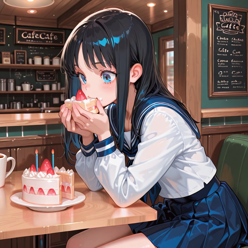 カフェでケーキ