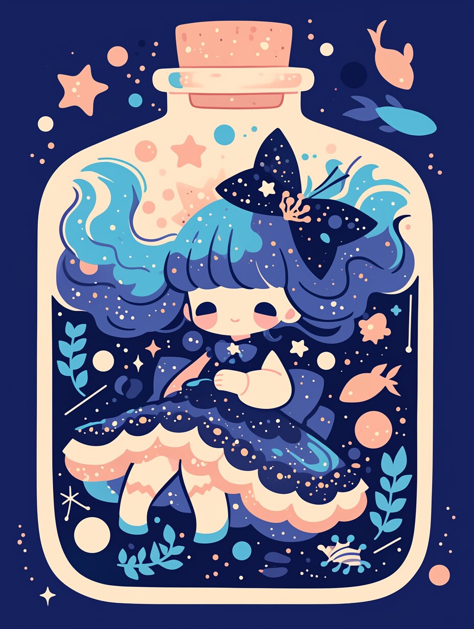 「瓶詰の少女」蒼72 | の人気AIイラスト・グラビア