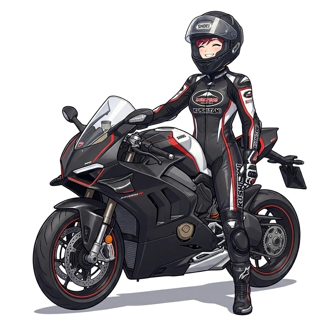 ドゥカティに乗った芽衣ちゃん