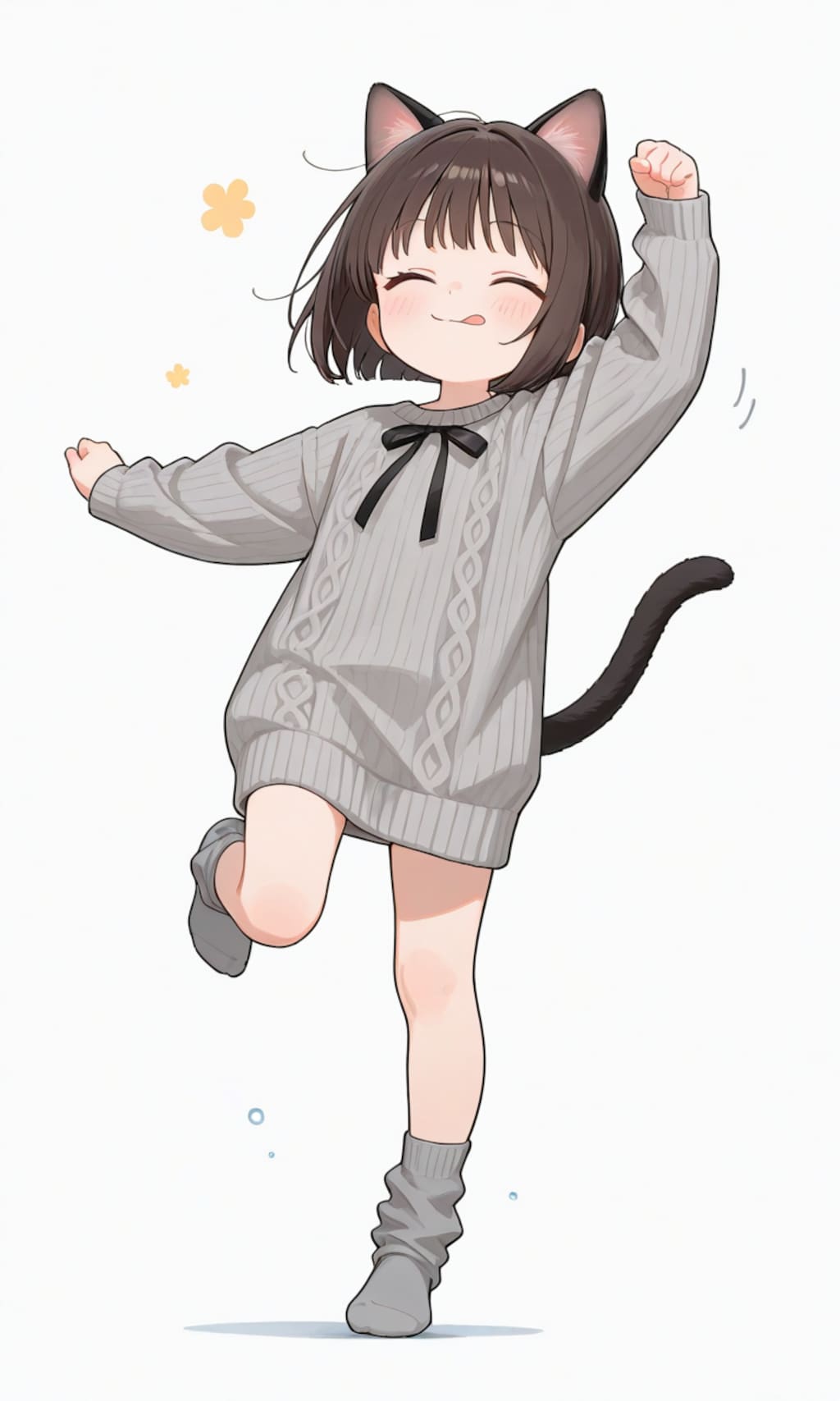 いらすとやチャレンジ：猫の日の女の子のイラスト