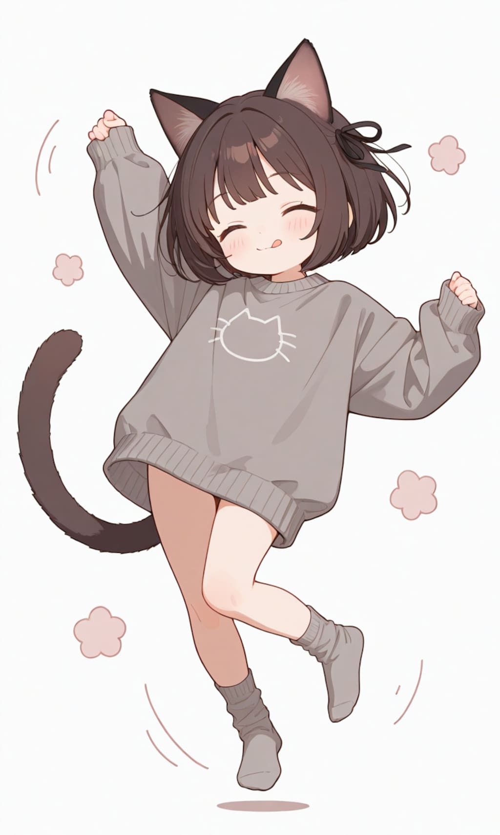 いらすとやチャレンジ：猫の日の女の子のイラスト