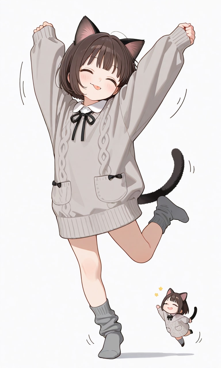 いらすとやチャレンジ：猫の日の女の子のイラスト | の人気AIイラスト・グラビア