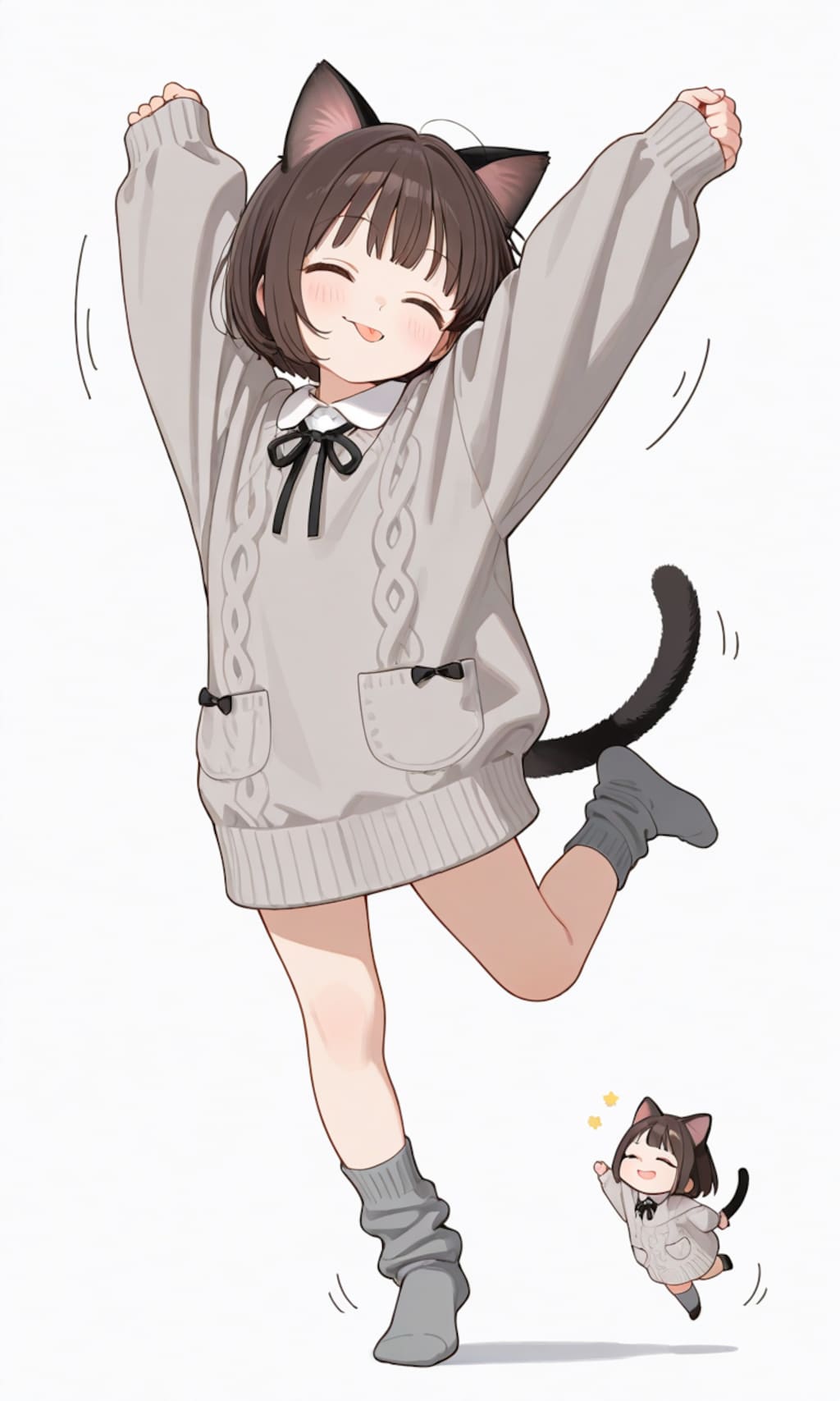 いらすとやチャレンジ：猫の日の女の子のイラスト