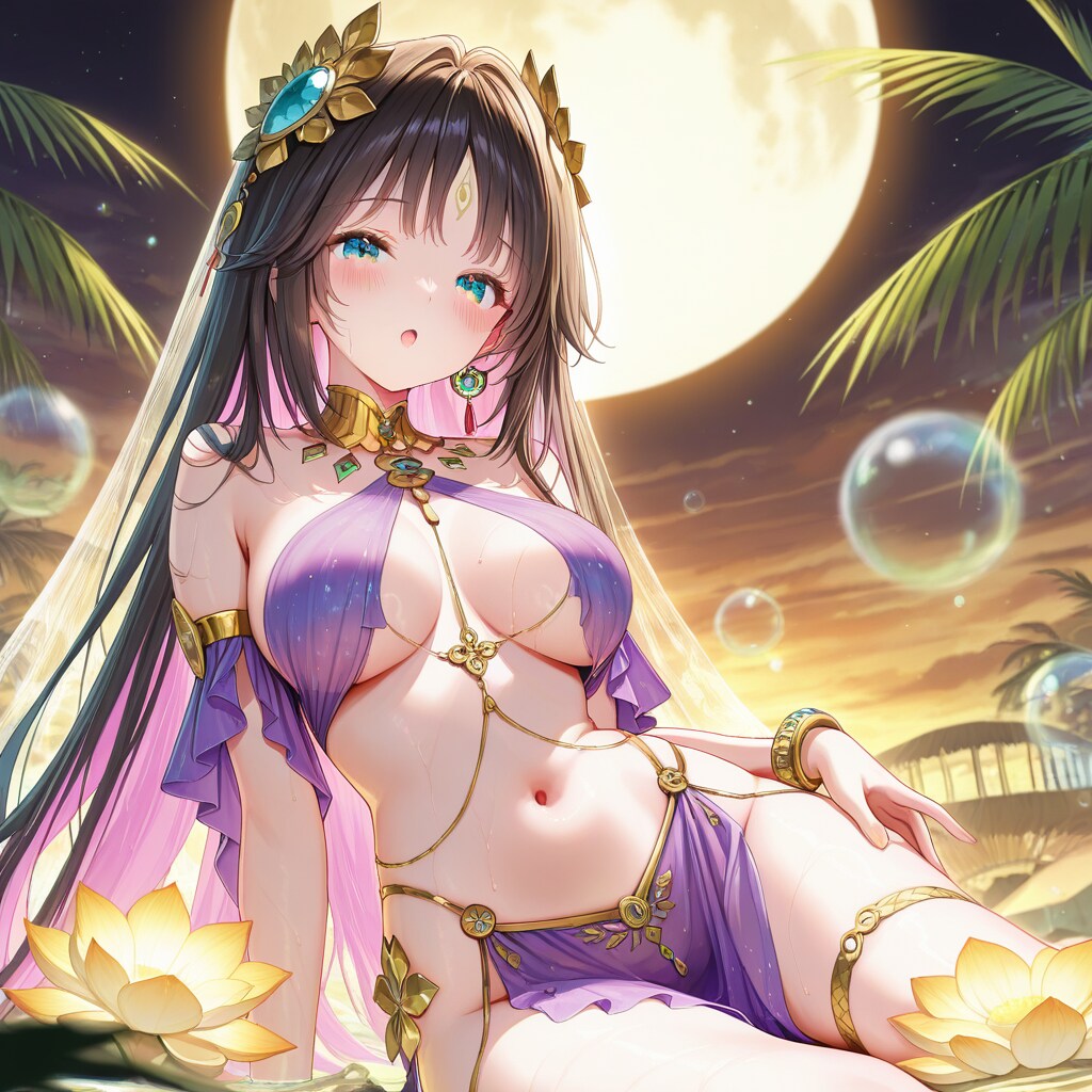 月夜に揺れる水蓮の舞