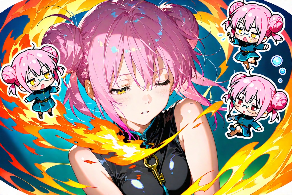 炎とちびキャラに包まれて