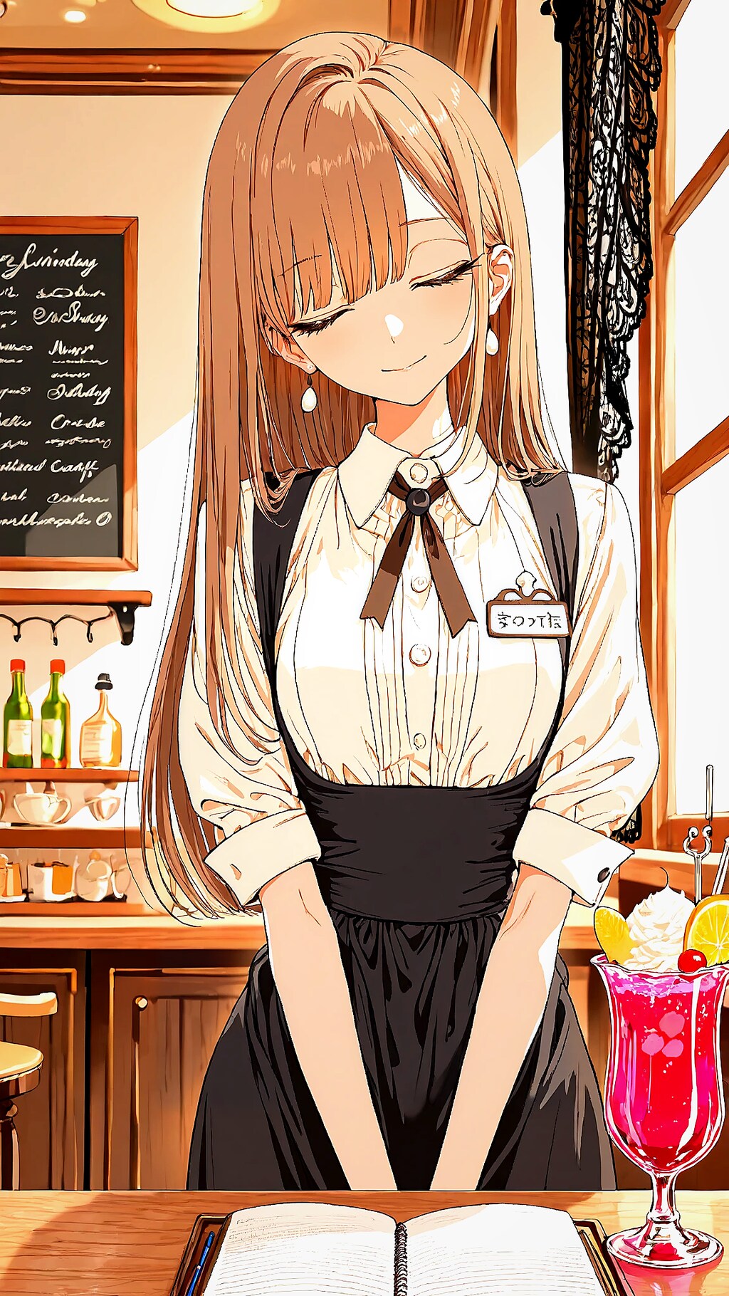 細めのウェイトレス女