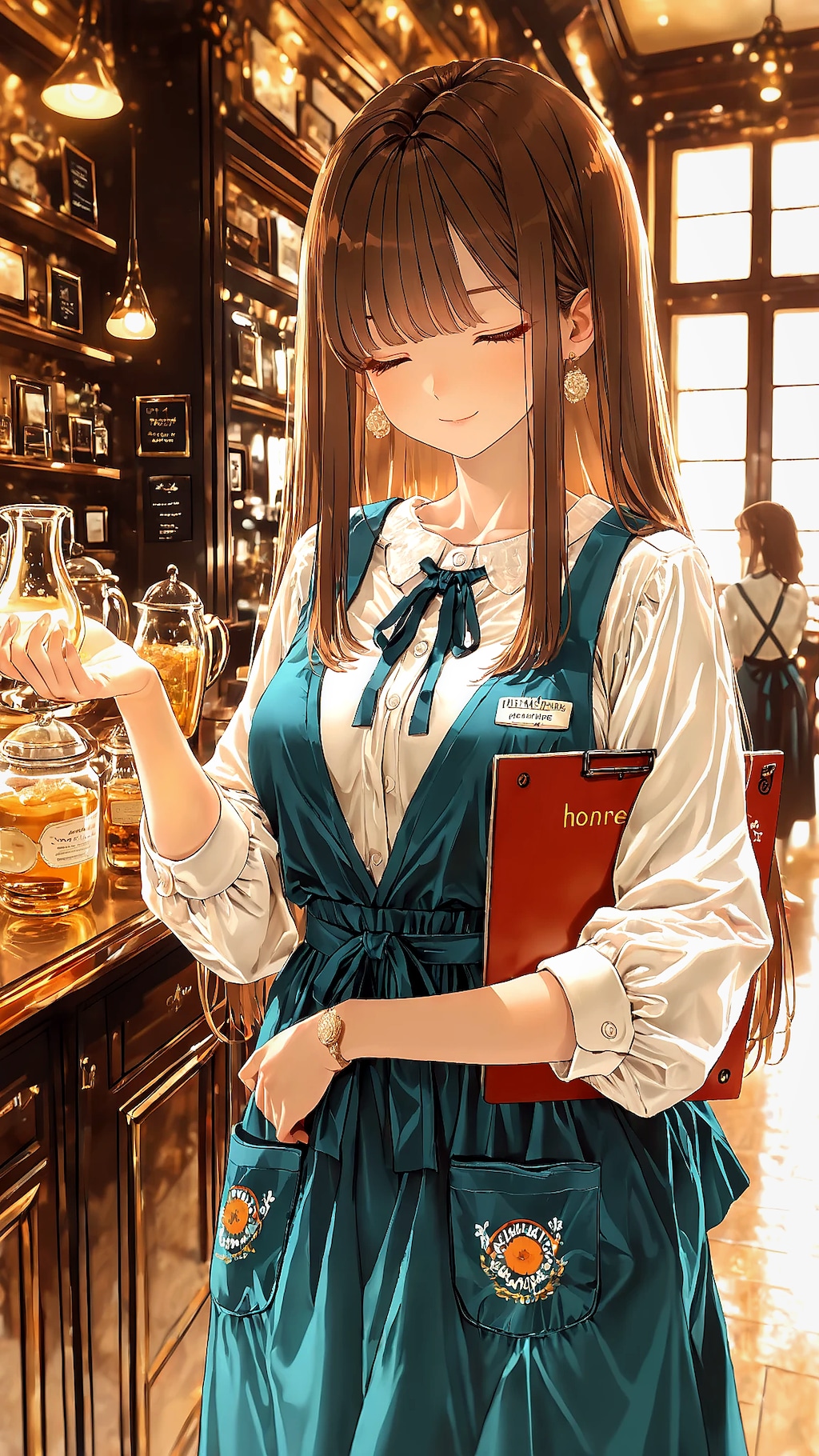 細めのウェイトレス女