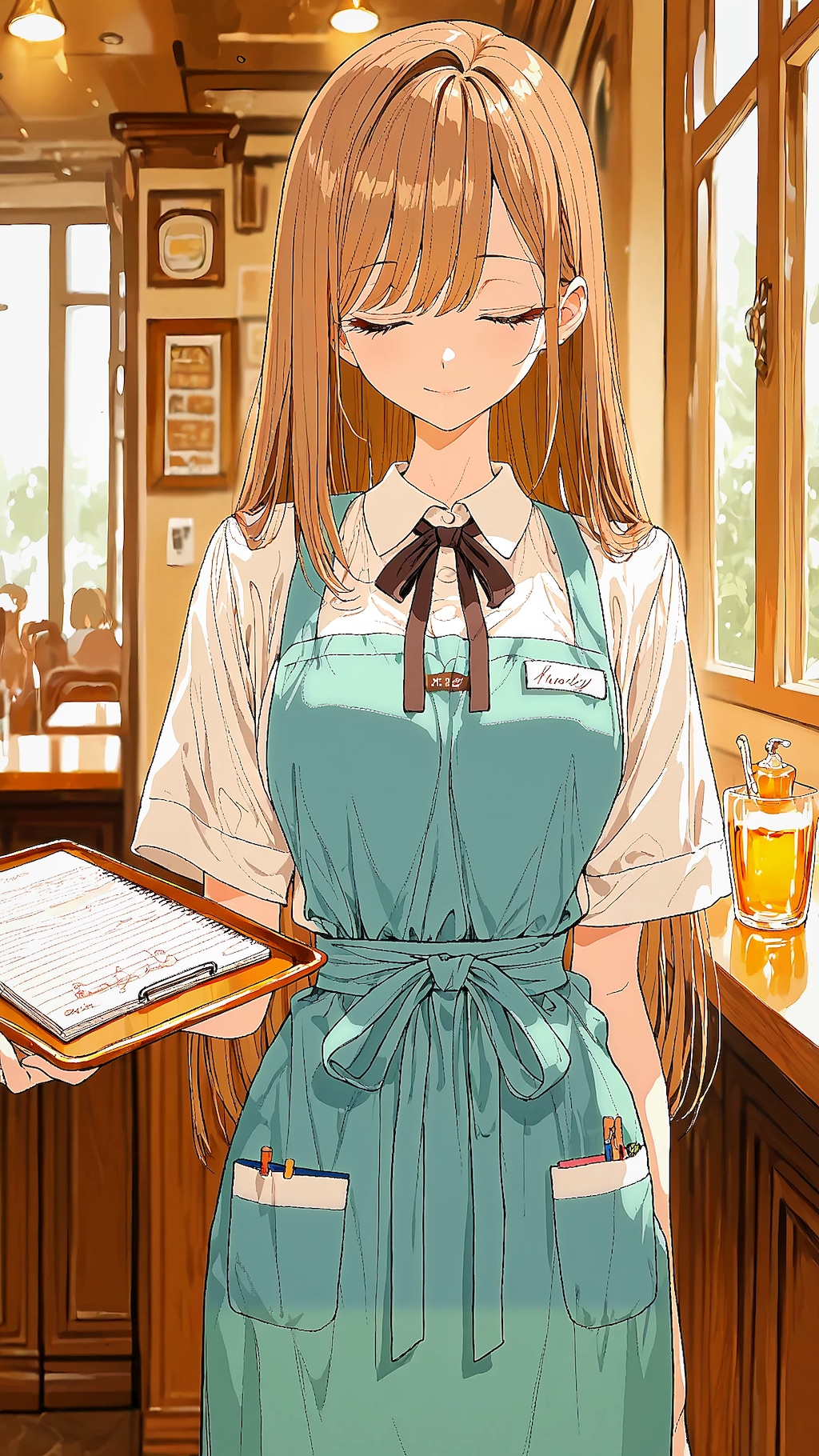 細めのウェイトレス女