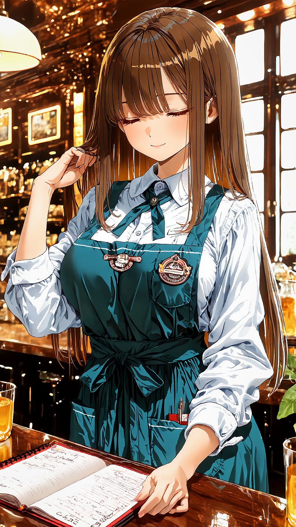 細めのウェイトレス女