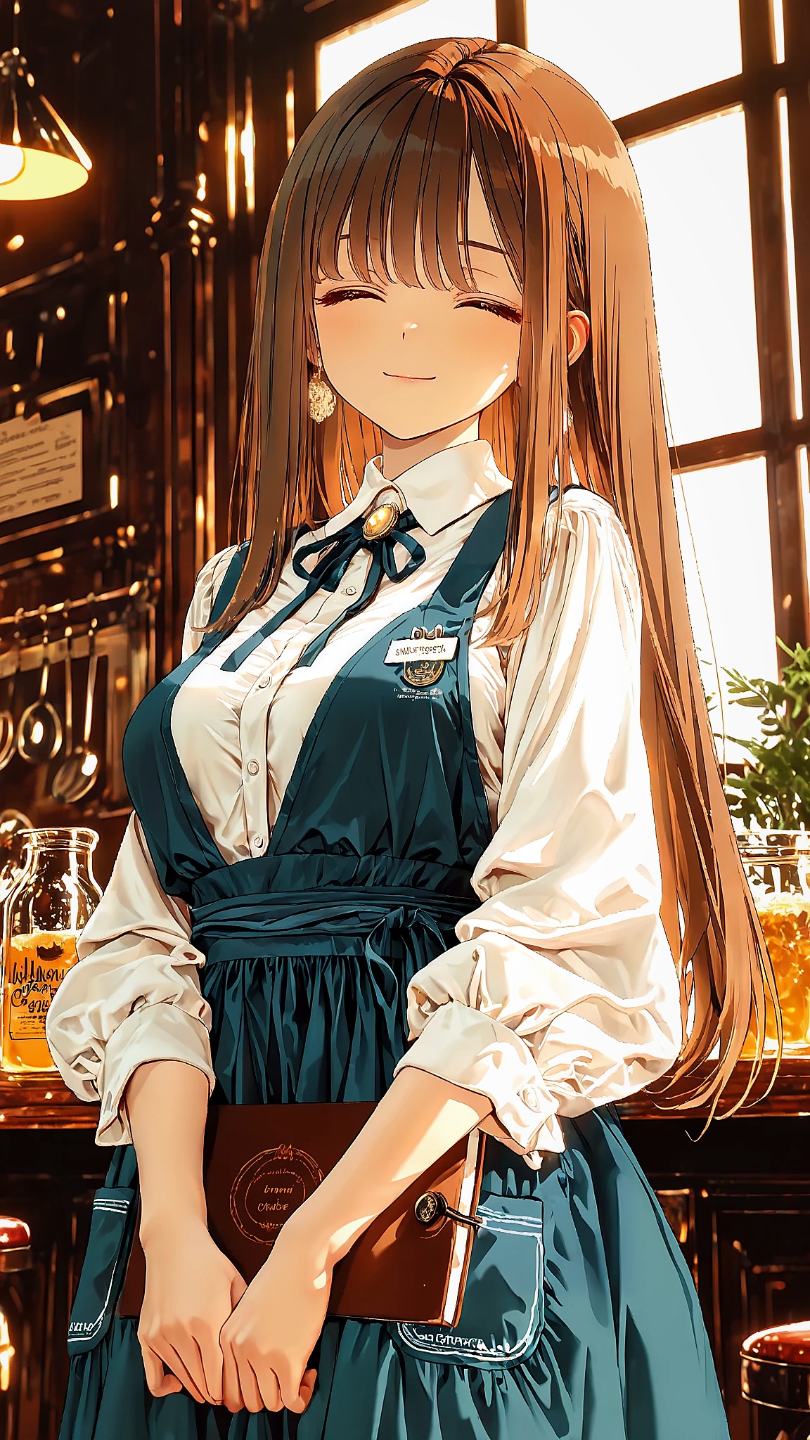 細めのウェイトレス女