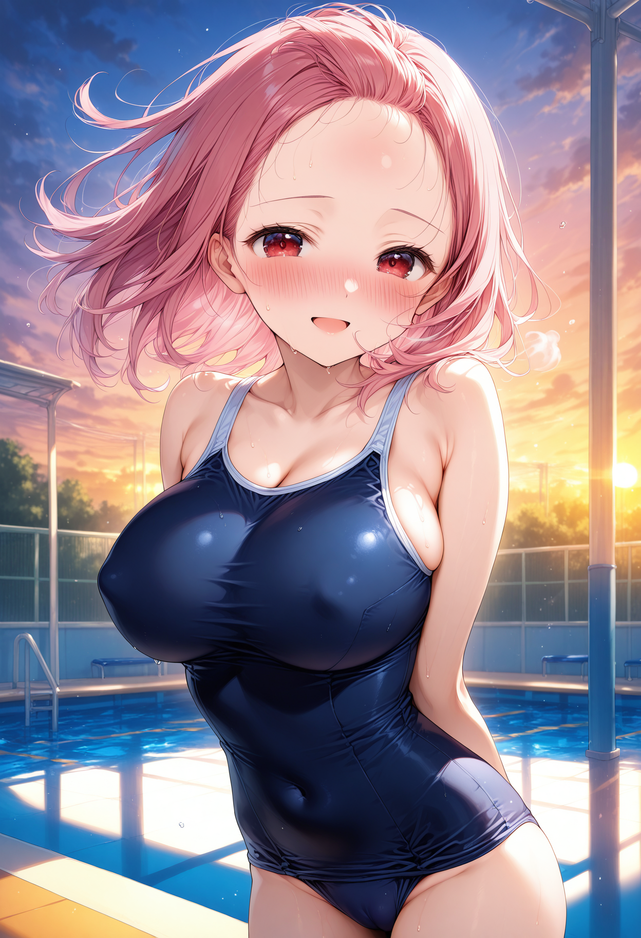 ピンク髪 スク水