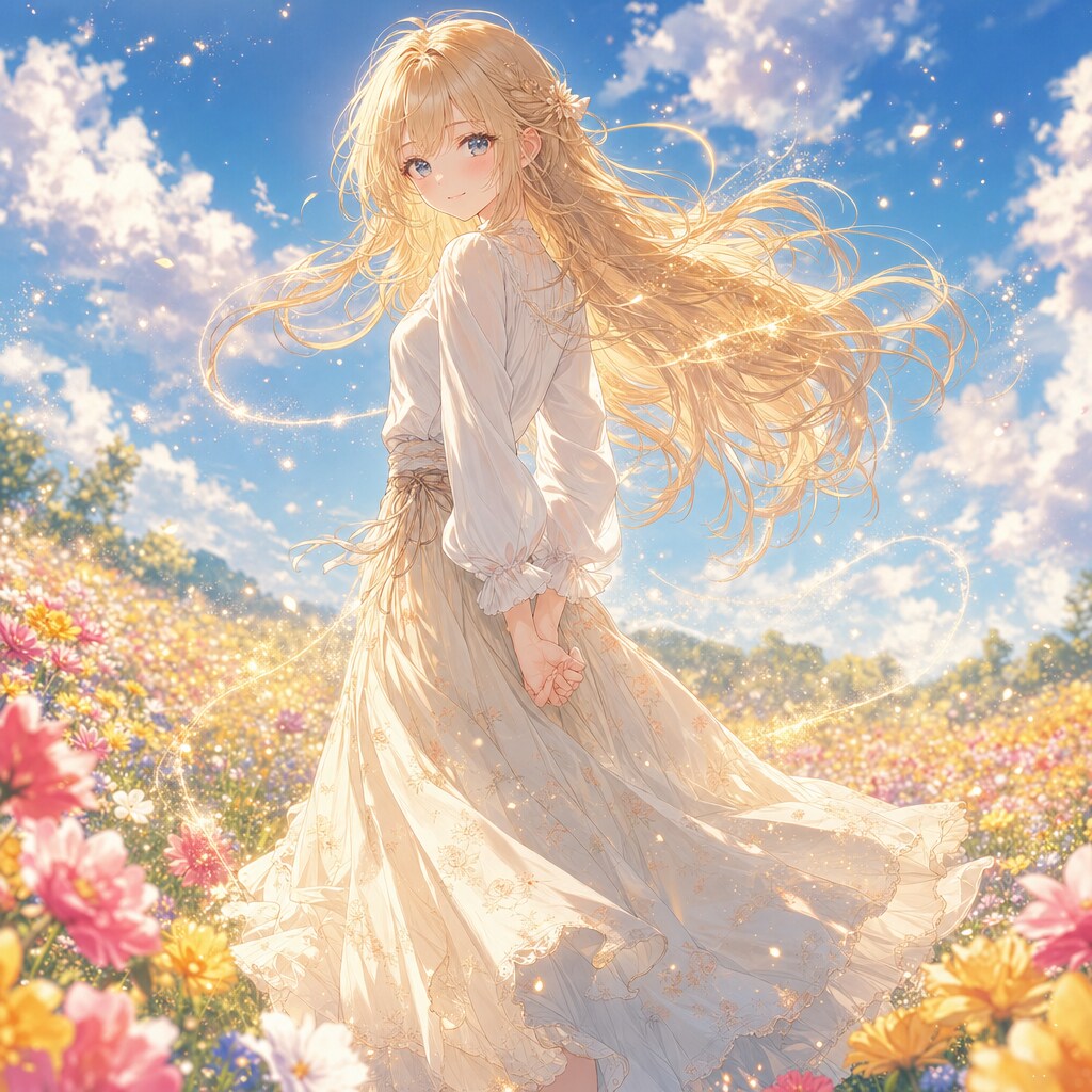 春のロングスカート