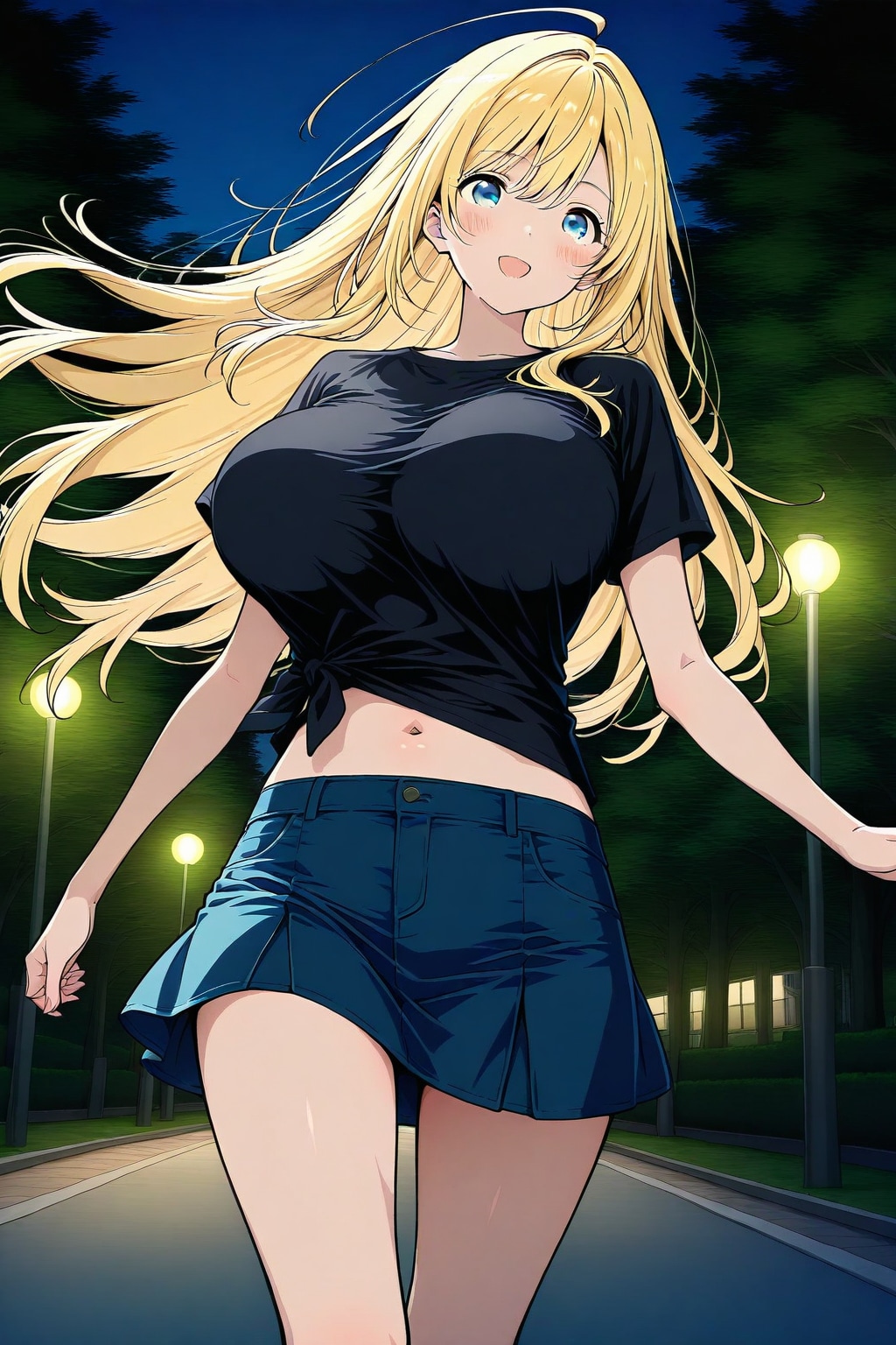 夜の公園を散歩 | の人気AIイラスト・グラビア