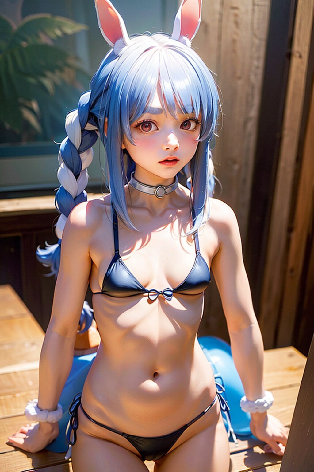 ビキニでVTuber_02_兎田ぺこらコス（黒ビキニ）