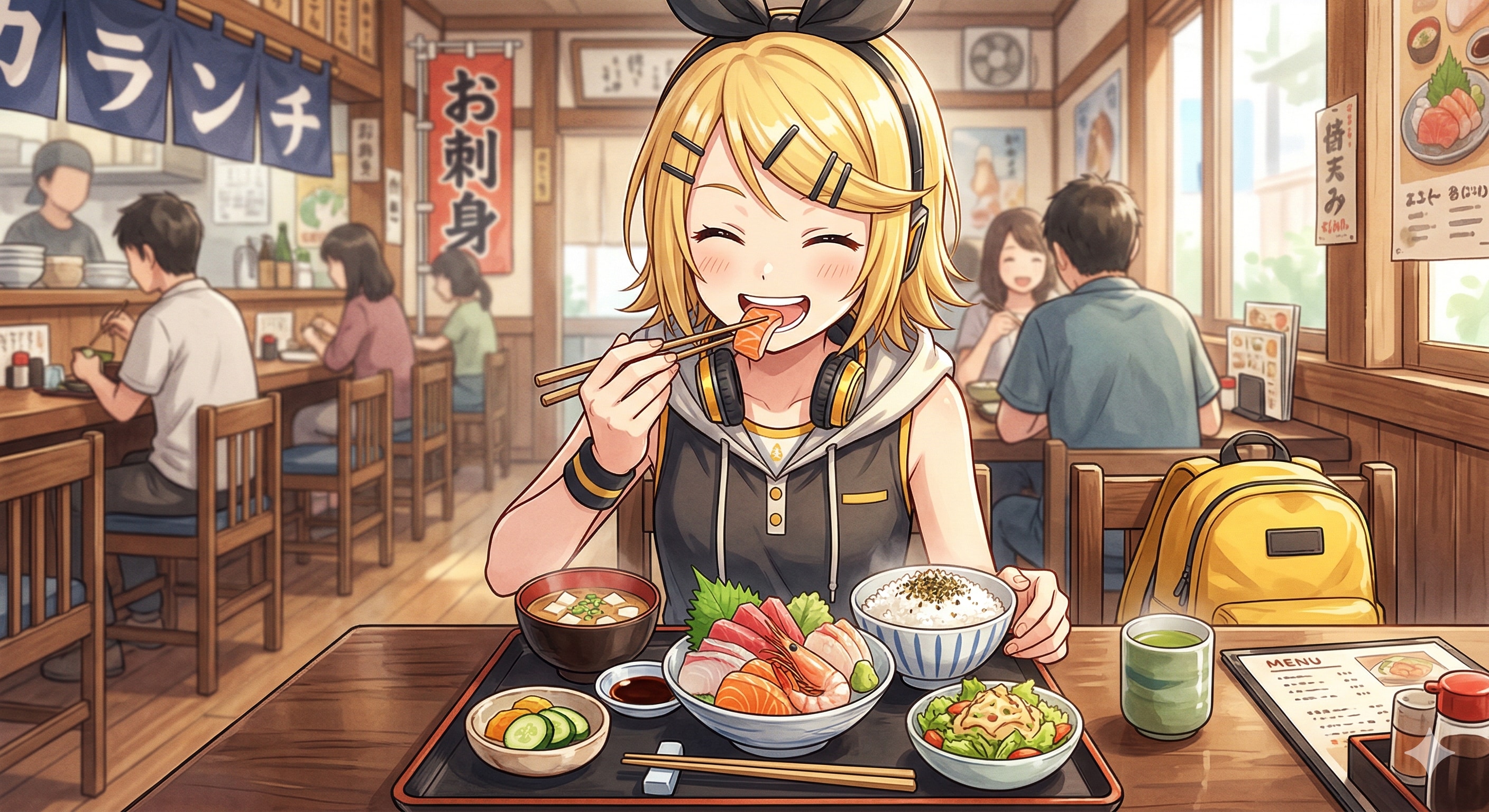 今日のお昼はお刺身定食です | の人気AIイラスト・グラビア