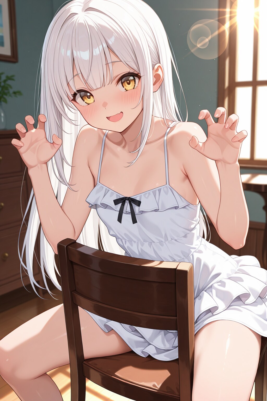 【借】椅子に座ってがおーポーズするピーシー・ケイスちゃん