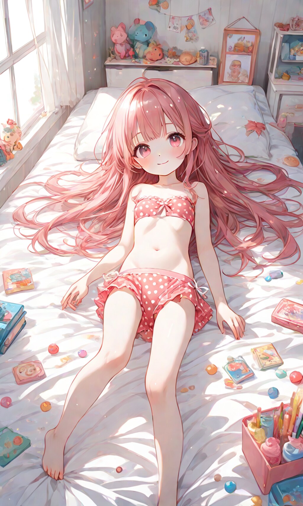 水着を着た女の子(水玉模様ver)