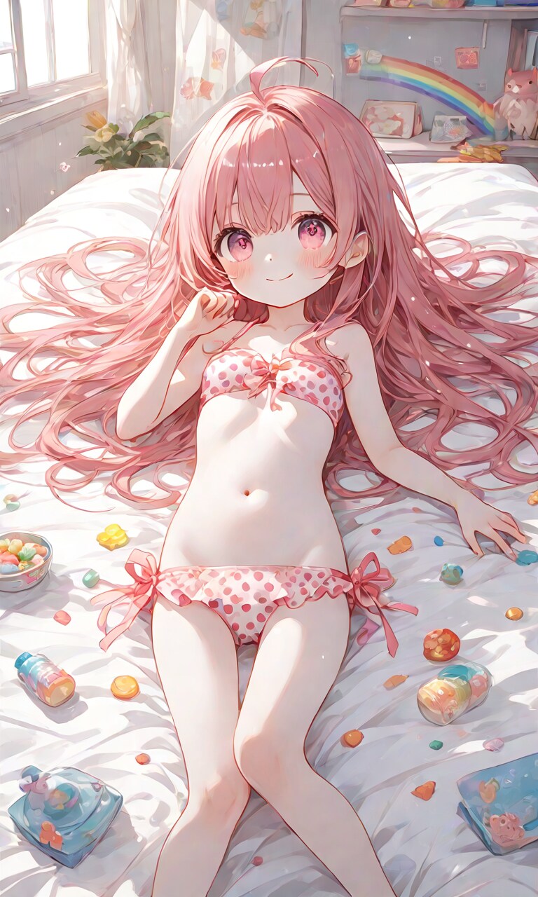 水着を着た女の子(水玉模様ver)