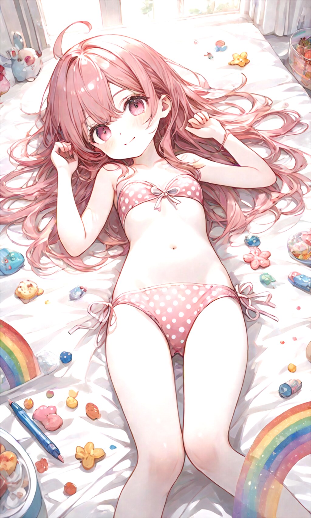 水着を着た女の子(水玉模様ver)