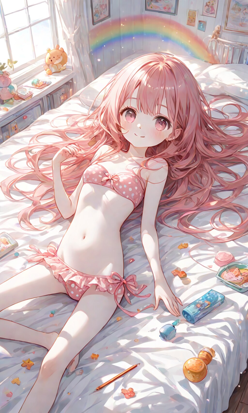 水着を着た女の子(水玉模様ver)