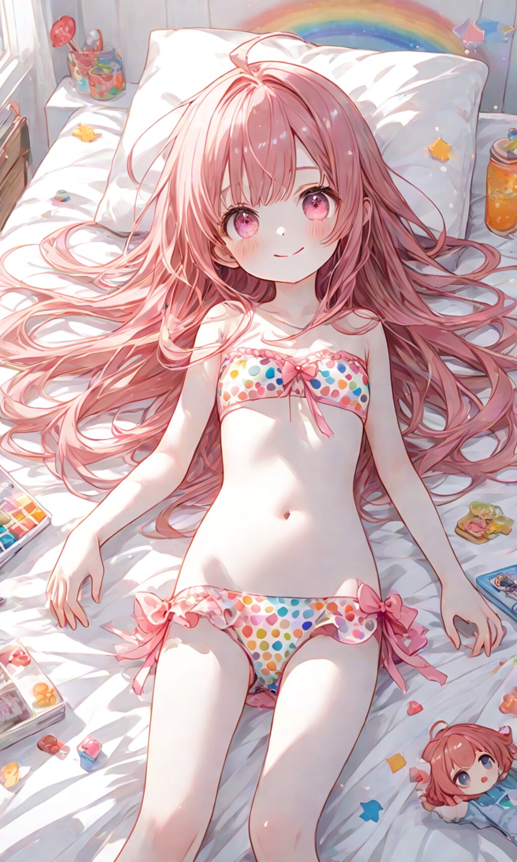 水着を着た女の子(水玉模様ver)