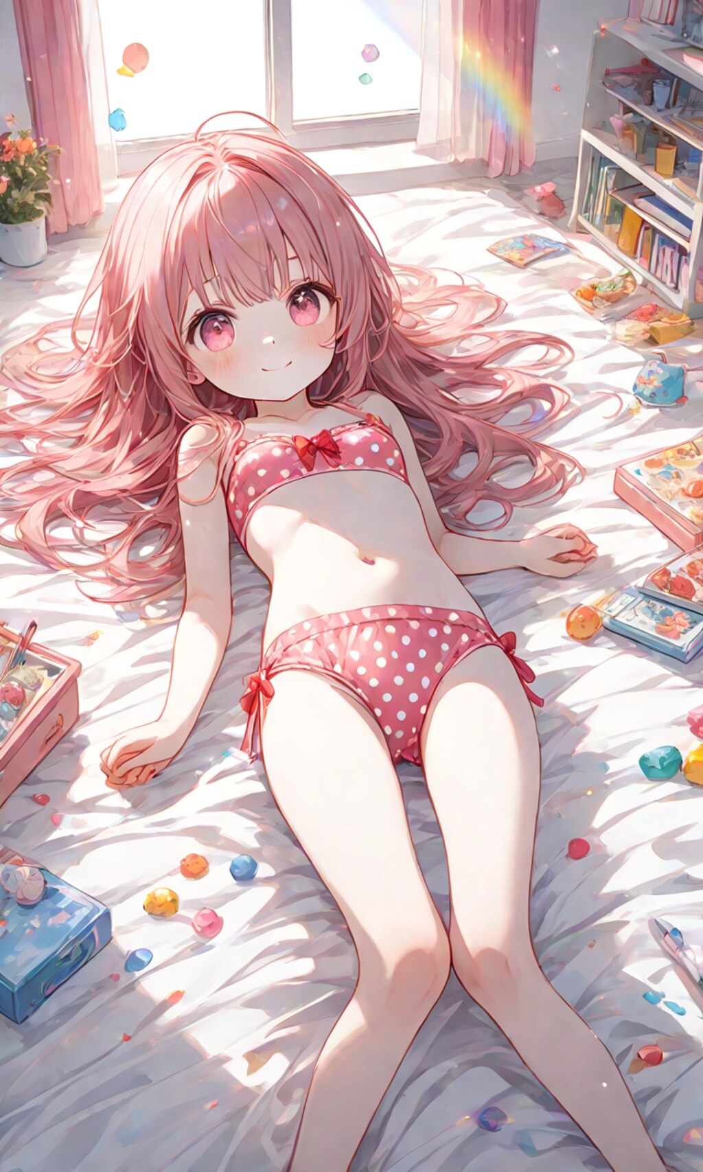 水着を着た女の子(水玉模様ver)