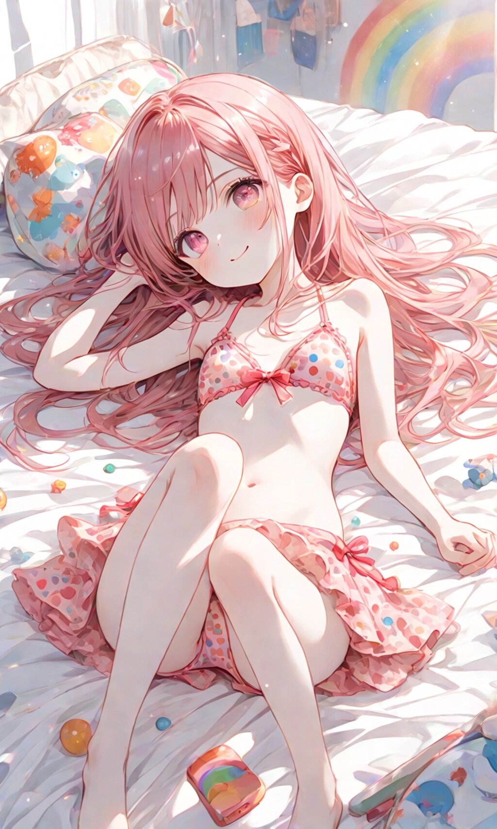 水着を着た女の子(水玉模様ver)